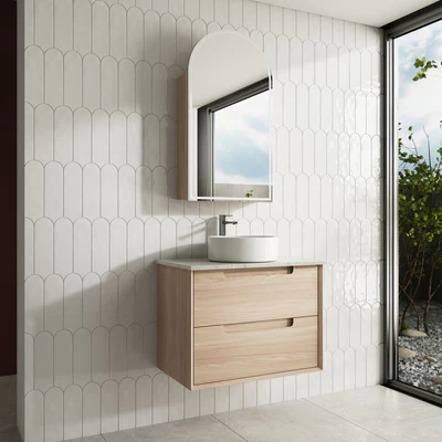 AULIC AINSLEY NATURAL TIMBER 750MM SINGLE BOWL WALL HUNG VANITY