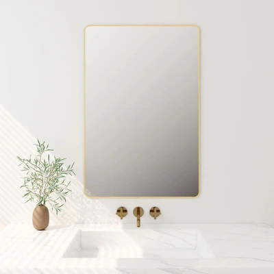 MERCIO ALUMINIUM FRAMED RECTANGULAR MIRROR BRUSHED GOLD 600X750MM