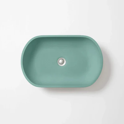 CONCRETE STUDIO KAARLA OVAL ABOVE COUNTER BASIN AQUA 540MM