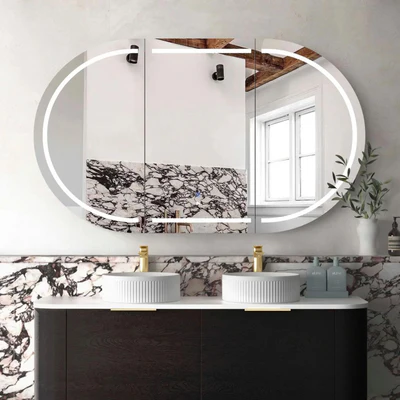 OTTI BONDI BLACK OAK LED SHAVING CABINET WITH POWERPOINT 1500X900MM
