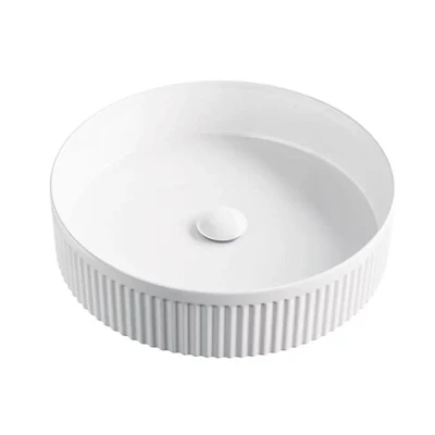 ZUMI CIRCA FLUTED ABOVE COUNTER BASIN GLOSS WHITE 410MM