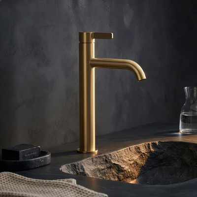 TOTO GF TALL BASIN MIXER 301MM BRUSHED FRENCH GOLD