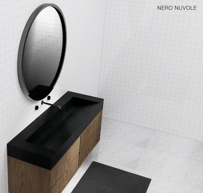 GALLARIA ELAN RECTANGULAR ELEMENTS STONE WASHPLANE 1600MM NERO NUVOLE