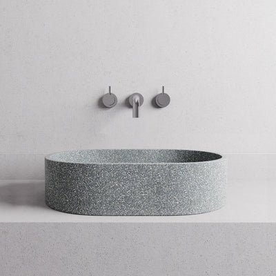 MADU MARGO ABOVE COUNTER BASIN TERRAZO STONE SEAMLESS EDGE GREY 450MM