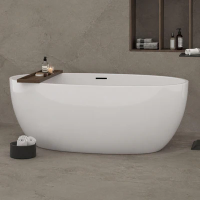 ZUMI MILA EGG-SHAPED FREESTANDING BATHTUB WITH OVERFLOW GLOSS WHITE (AVAILABLE IN 1500MM AND 1700MM)