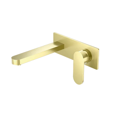 NERO ECCO WALL BASIN/BATH MIXER 206MM BRUSHED GOLD