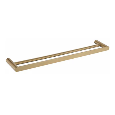 TAPART SLEEK DOUBLE NON-HEATED TOWEL RAIL BRUSHED GOLD 600MM AND 800MM