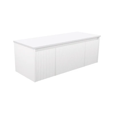FIENZA ALINA SATIN WHITE FLUTED 1200MM SINGLE BOWL WALL HUNG VANITY