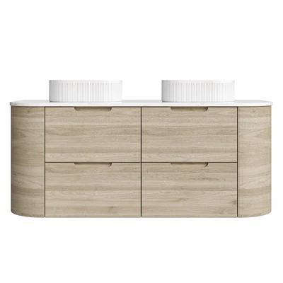 VITO CALVO CLASSIC OAK 1500MM CURVED DOUBLE BOWL WALL HUNG VANITY