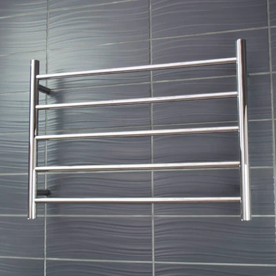 RADIANT HEATING 5-BARS ROUND HEATED TOWEL RAIL LOW VOLTAGE CHROME 750MM