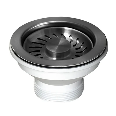 TURNER HASTINGS BASKET WASTE WITH LONG SCREW 90MM BRUSHED GUN METAL