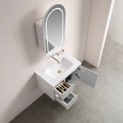 LUKKA ALLISON MATTE WHITE LED MIRROR SHAVING CABINET 450MM
