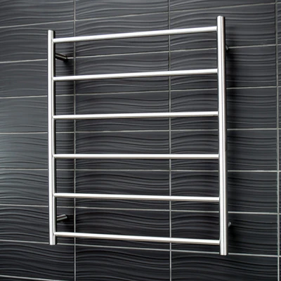 RADIANT HEATING 6-BARS ROUND NON-HEATED TOWEL RAIL BRUSHED SATIN 700MM