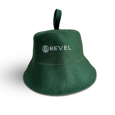 REVEL TUULI SAUNA HAT 100% WOOL HEAT SHIELD GREEN