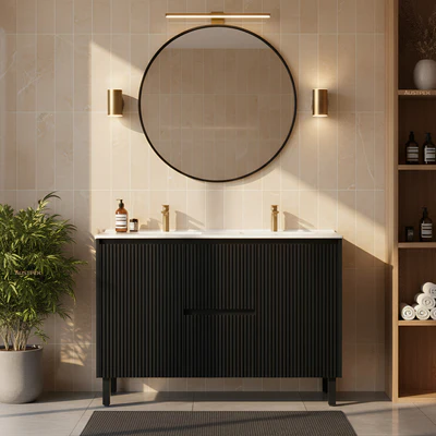 CETO BRIGHTON MATTE BLACK 1200MM DOUBLE BOWL FLOOR STANDING VANITY