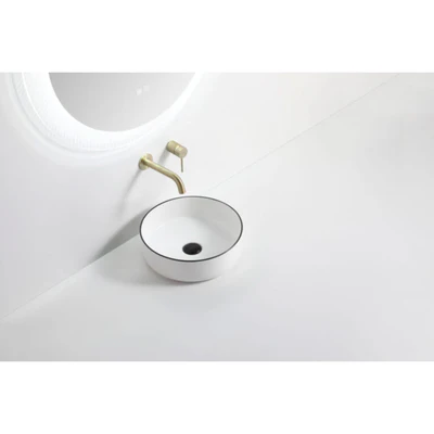 RIVA 3018 ABOVE COUNTER BASIN GLOSS WHITE WITH BLACK RIM 360MM