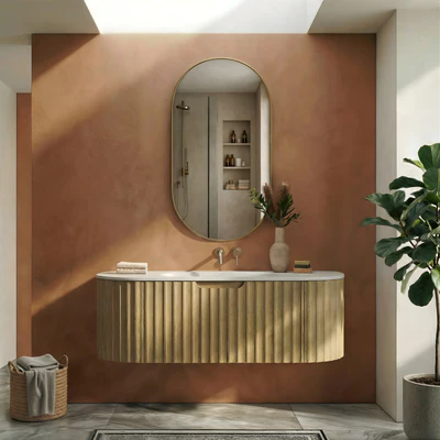 ORIO ARGYLE LIGHT WALNUT 1200MM SINGLE BOWL WALL HUNG VANITY