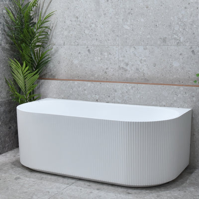 ENFLAIR BRIGHTON GROOVE FREESTANDING BACK TO WALL BATHTUB GLOSS WHITE (AVAILABLE IN 1500MM AND 1700MM)