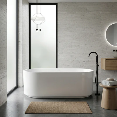 ATTICA CELINE FREESTANDING BATHTUB WITH OVERFLOW GLOSS WHITE 1500MM