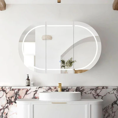 OTTI BONDI MATTE WHITE LED SHAVING CABINET WITH POWERPOINT 1200X750MM