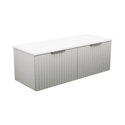 FIENZA BAYVIEW STONE GREY MATTE 1200MM DOUBLE BOWL WALL HUNG VANITY