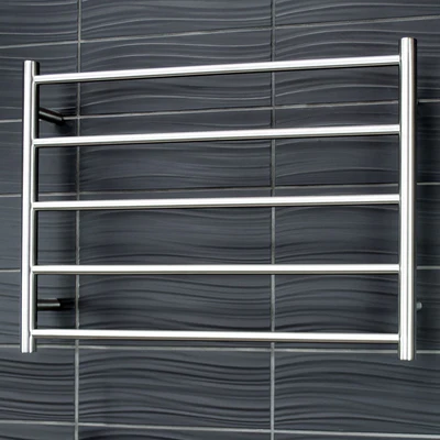 RADIANT HEATING 5-BARS ROUND HEATED TOWEL RAIL BRUSHED SATIN 750MM