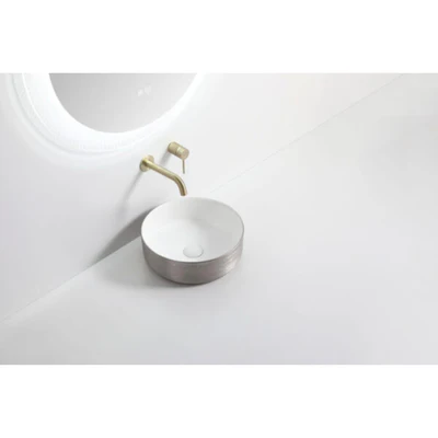 RIVA 3018 ABOVE COUNTER BASIN BRUSHED SILVER & GLOSS WHITE 360MM