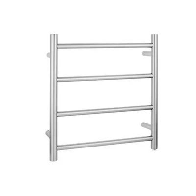 AQUAPERLA 4-BAR ROUND LADDER HEATED TOWEL RAIL BRUSHED NICKEL 520MM