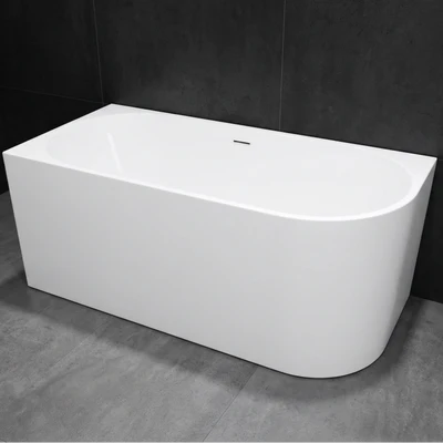 INSPIRE BACK-TO-WALL LEFT CORNER BATHTUB WITH OVERFLOW GLOSS WHITE 1500MM