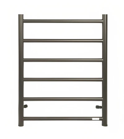 INSPIRE HEATED TOWEL RAIL 6 BAR ROUND GUN METAL 650MM