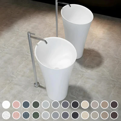 PIETRA BIANCA SPEAKER FREESTANDING PEDESTAL STONE BASIN WITH CUSTOM COLOURS 500MM