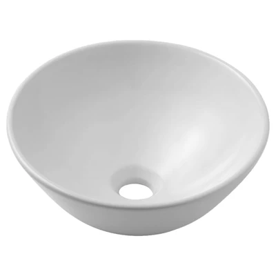 JOHNSON SUISSE ESTI ROUND COUNTER TOP BASINS NO TAPHOLE WITH CHROME POP-UP WASTE WHITE 350MM