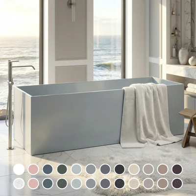 PIETRA BIANCA CUBE FREESTANDING STONE BATHTUB WITH CUSTOM COLOURS 1700MM