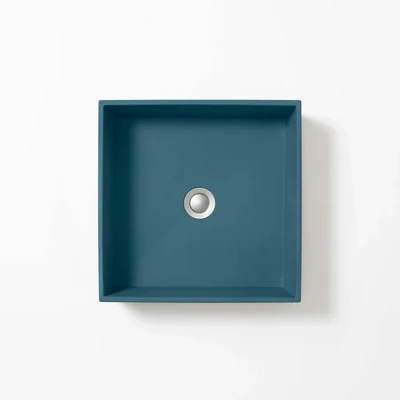 CONCRETE STUDIO BALY ABOVE COUNTER BASIN SQUARE TEAL 360MM