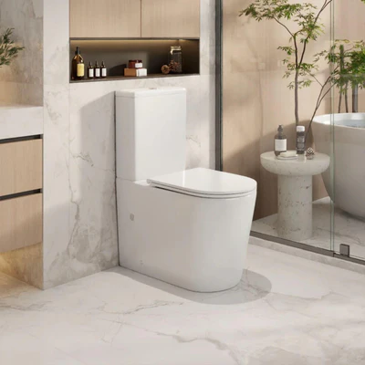 MERCIO BERLIN QUIET RIMLESS AND TORNADO FLUSH BACK TO WALL TOILET SUITE MATTE WHITE