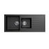 Carysil Vivaldi Black 1 and 1/2 Bowl Granite Kitchen Sink 1160*500mm