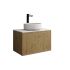 600mm Kiama Prime Oak 1 Drawer Narrow Fluted Wall Hung Vanity Cabinet Only