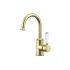 Clasico Gooseneck Basin Mixer Ceramic handle in Brushed Gold