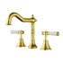 Clasico Basin Set Ceramic Handle in Brushed Gold