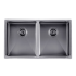 304 Stainless Steel Gun Metal Grey PVD Coating Double Bowl Kitchen Sink(Round Edges,with Bottom Tray)770*450*215mm