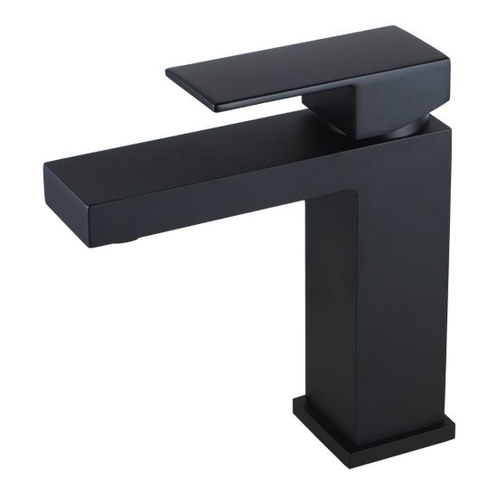 Square Black Basin Mixer Tap