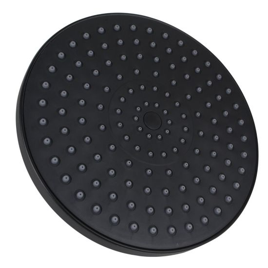 Round Black Rainfall Shower Head 200mm