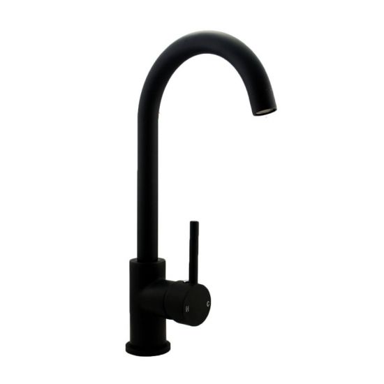 Round Matt Black Kitchen Sink Mixer Tap