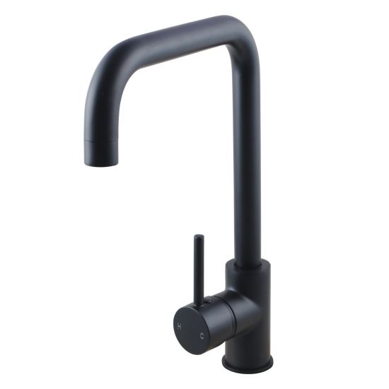 Electroplated Brass Matte Black Swivel Spout Kitchen Mixer Tap