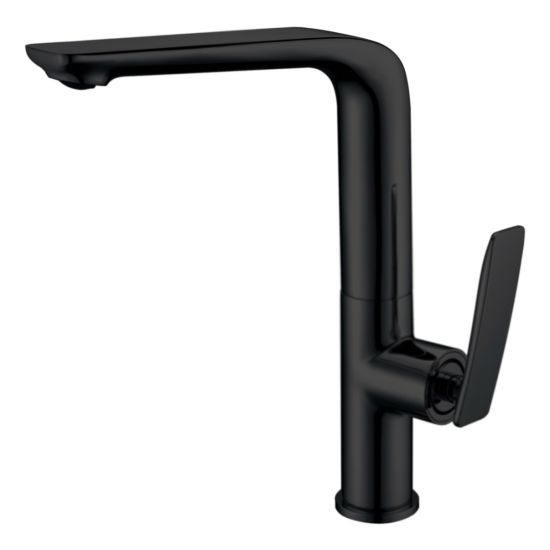 Black Swivel Flick Kitchen Sink Mixer Tap Solid Brass