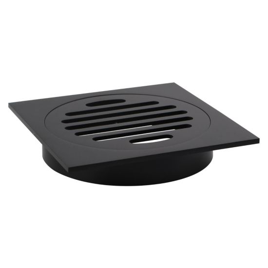 110*110mm Square Black Brass Floor Waste(100mm Outlet)