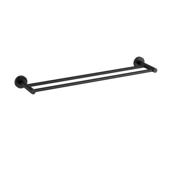 Otus Slimline Double Towel Rail 600mm Matt Black