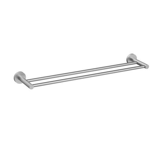 Otus Slimline Double Towel Rail 600mm Brushed Stainless Steel