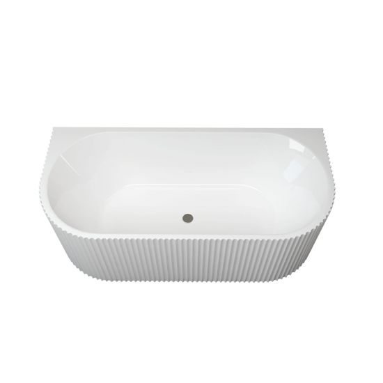 1700mm Kiama Grooved Gloss White Back to Wall Bathtub 