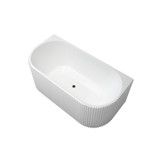 1500mm Kiama Grooved Gloss White Back to Wall Bathtub 